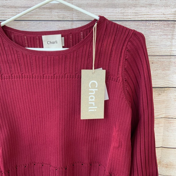 Charli London Red Long Sleeve Top Size Small - Picture 7 of 9